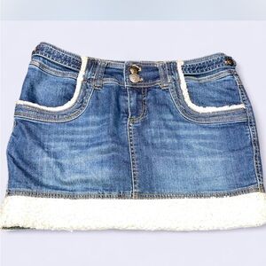 Denim Mini Skirt with White Trim